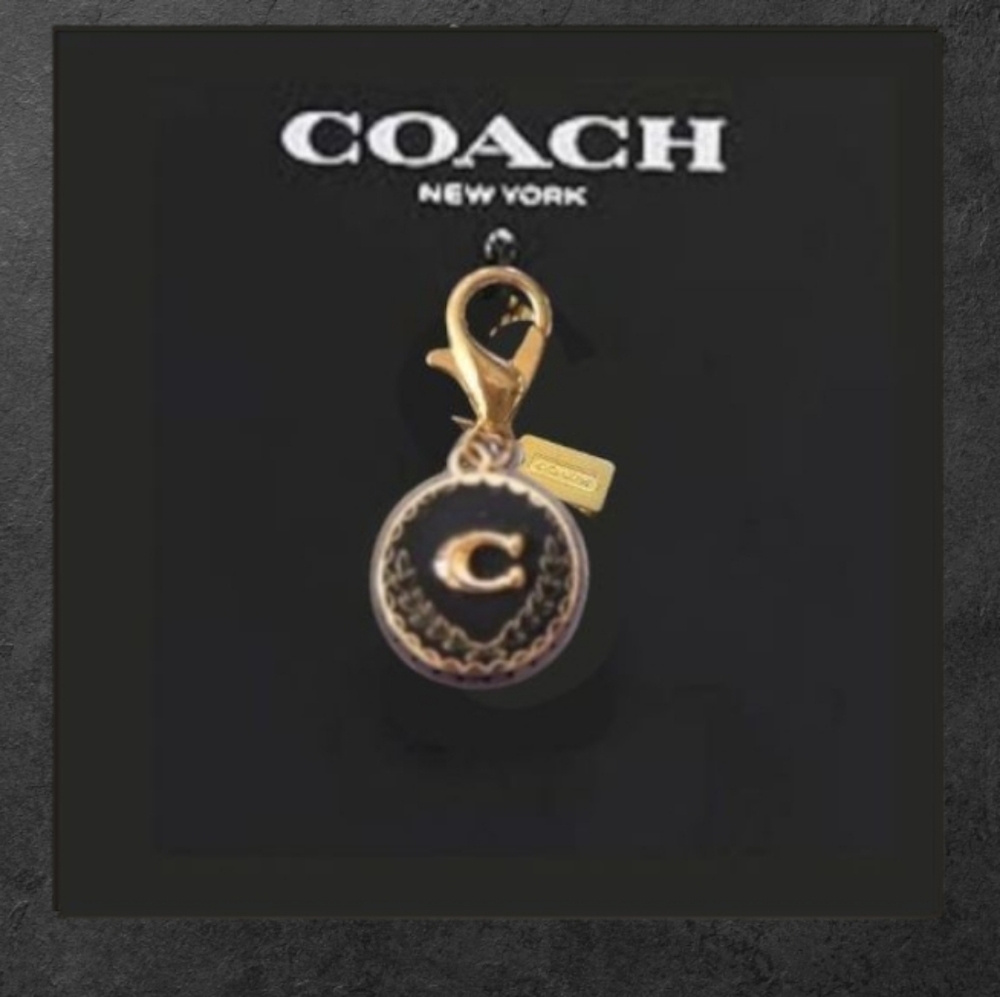 Coach Black and Gold Logo Charm